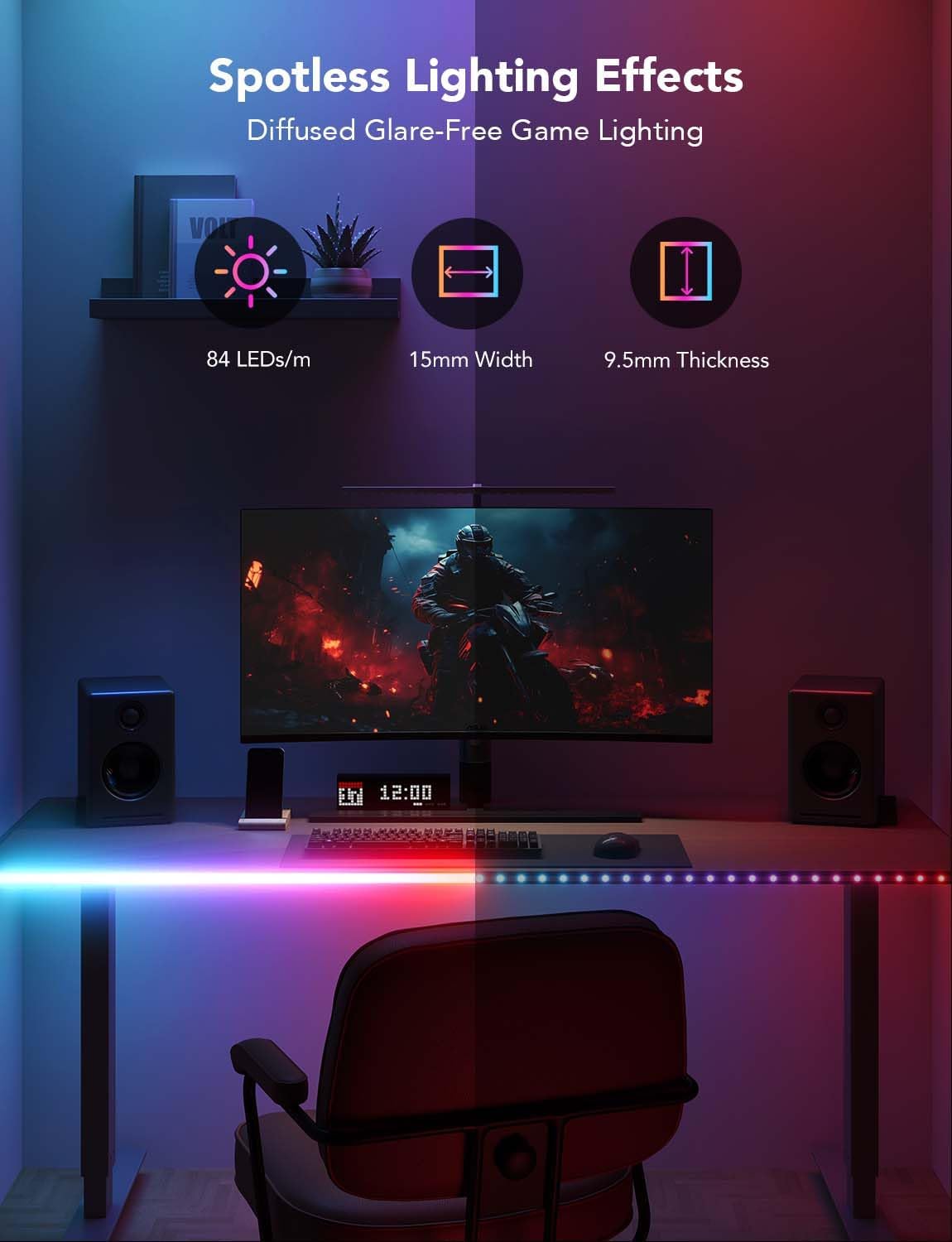 Govee RGBIC Neon Rope Lights for Desks, 16.4ft LED Gaming Desk Lights, Neon LED Strip Lights Syncing