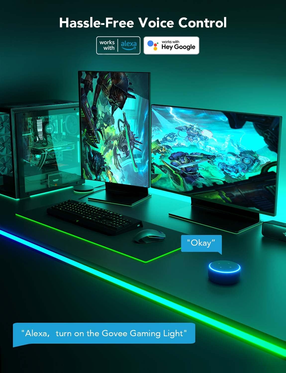 Govee RGBIC Neon Rope Lights for Desks, 16.4ft LED Gaming Desk Lights, Neon LED Strip Lights Syncing