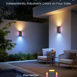 Govee Outdoor UpDown Wall Light, 2 Pack, 1200LM RGBICWW Smart Porch Lights Outdoor with 64 Scene Modes