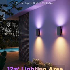 Govee Outdoor UpDown Wall Light, 2 Pack, 1200LM RGBICWW Smart Porch Lights Outdoor with 64 Scene Modes