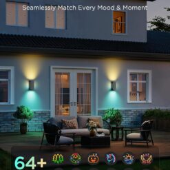 Govee Outdoor UpDown Wall Light, 2 Pack, 1200LM RGBICWW Smart Porch Lights Outdoor with 64 Scene Modes