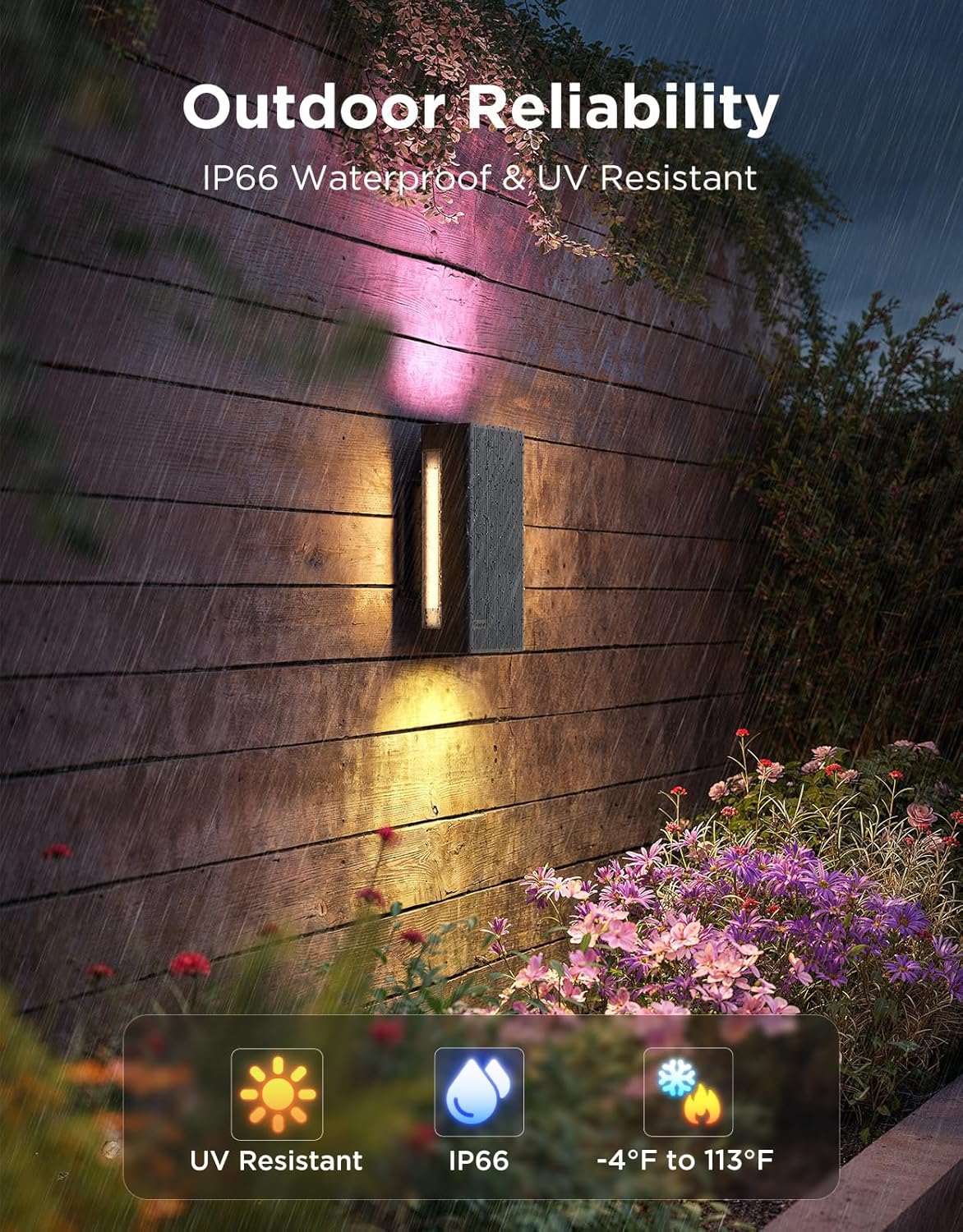Govee Outdoor UpDown Wall Light, 2 Pack, 1200LM RGBICWW Smart Porch Lights Outdoor with 64 Scene Modes