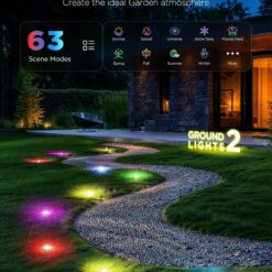 Govee Outdoor Ground Lights 2, 50ft Patio Decorations, 15 Pack RGBIC Pathway Lights with 100LM Warm White, IP67 Waterproof, 63 Scene Modes, Works with Alexa, Google Assistant