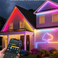 Govee Outdoor Neon Rope Lights, 65.6ft RGBIC IP67 Waterproof Outdoor Decorations with 64 Scene Modes, Music Sync, Flexible LED Lights, Neon Lights Work with Alexa, Google Assistant