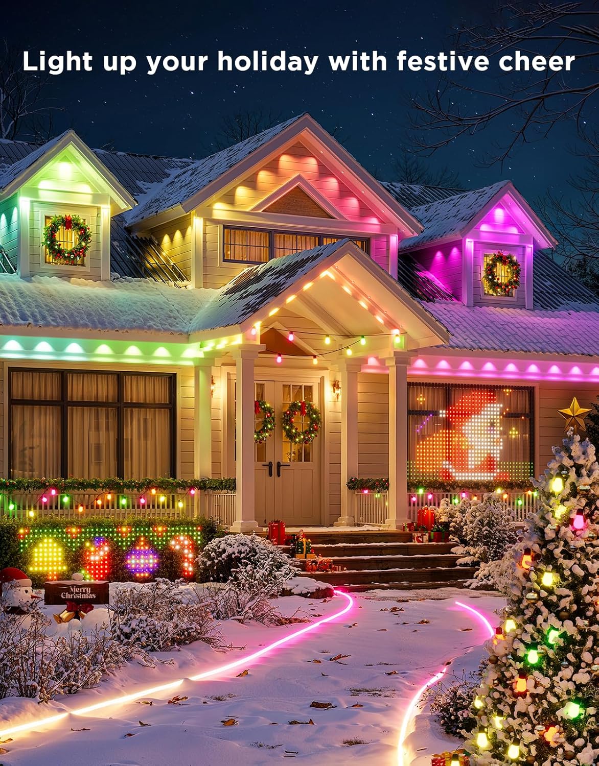 Govee Outdoor Neon Rope Lights, 65.6ft RGBIC IP67 Waterproof Outdoor Decorations with 64 Scene Modes, Music Sync, Flexible LED Lights, Neon Lights Work with Alexa, Google Assistant