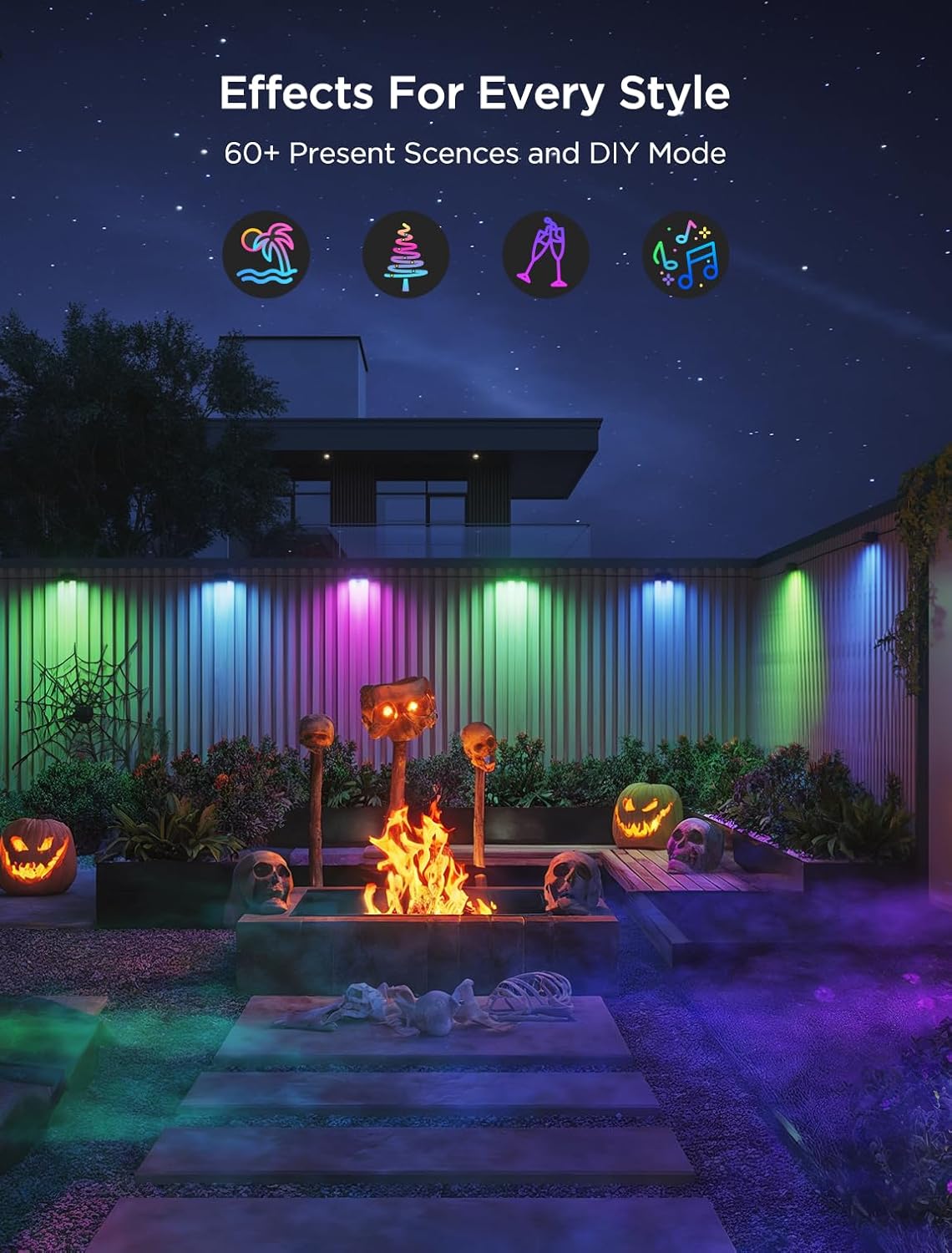 Govee Outdoor Deck Lights, Smart WiFi Outdoor Lights Work with Alexa, Google, Matter, App Control, Wired 18 Packs (112ft)