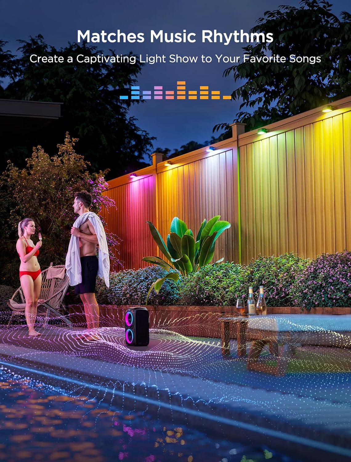 Govee Outdoor Deck Lights, Smart WiFi Outdoor Lights Work with Alexa, Google, Matter, App Control, Wired 18 Packs (112ft)