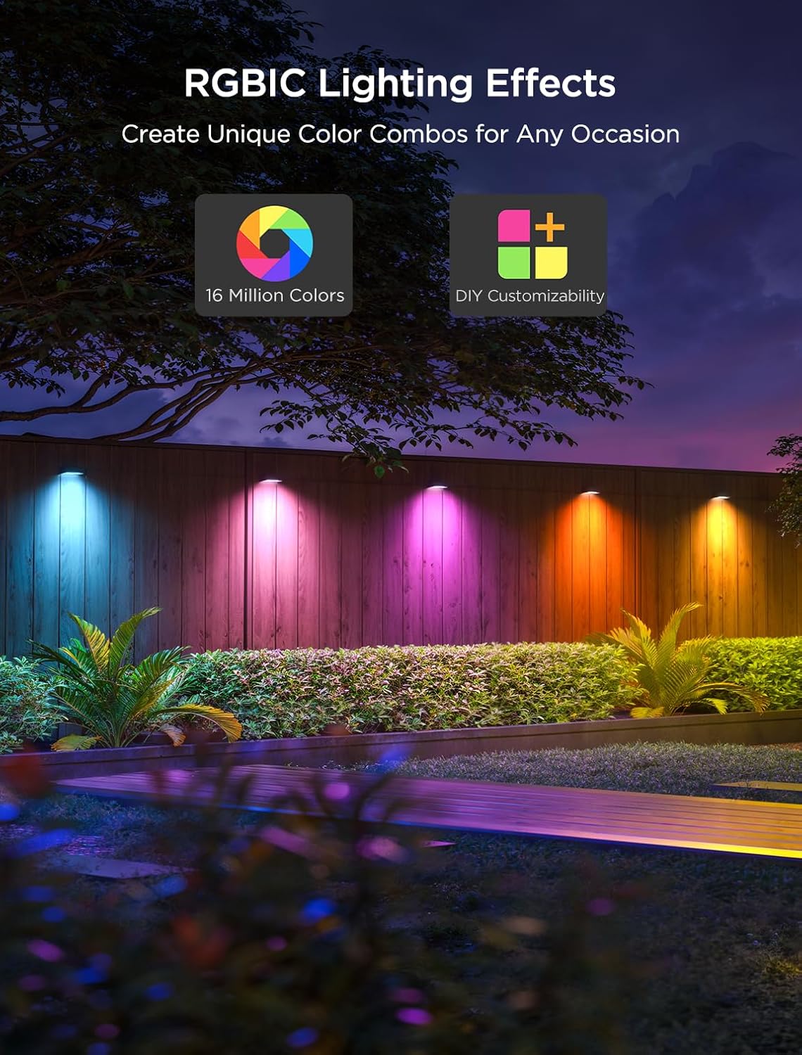 Govee Outdoor Deck Lights, Smart WiFi Outdoor Lights Work with Alexa, Google, Matter, App Control, Wired 18 Packs (112ft)