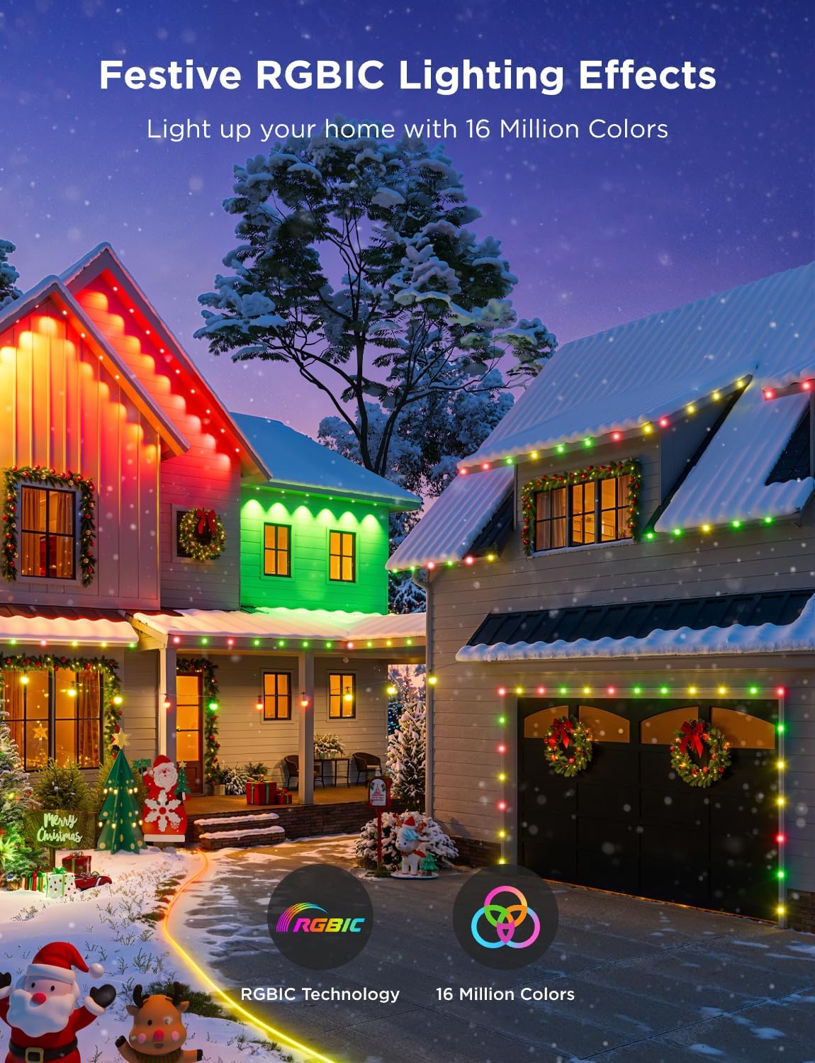 Govee Outdoor LED Strip Lights, 45 RGBIC LED Lights 100FT String Lights with 65 Scene Modes, Work with Alexa, Google, APP Control, IP65 Waterproof