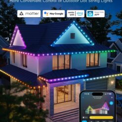 Govee Outdoor LED Strip Lights, 45 RGBIC LED Lights 100FT String Lights with 65 Scene Modes, Work with Alexa, Google, APP Control, IP65 Waterproof