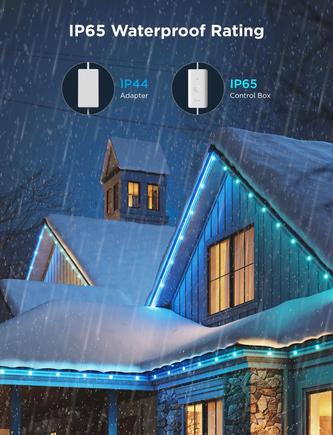 Govee Outdoor LED Strip Lights, 45 RGBIC LED Lights 100FT String Lights with 65 Scene Modes, Work with Alexa, Google, APP Control, IP65 Waterproof