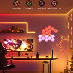 Govee Glide Y RGBIC LED Wall Lights, Smart Wi-Fi Gaming Lights with Music Sync, DIY and Timer Feature, LED Lights for Gaming Room, Wall Light 7 Pack