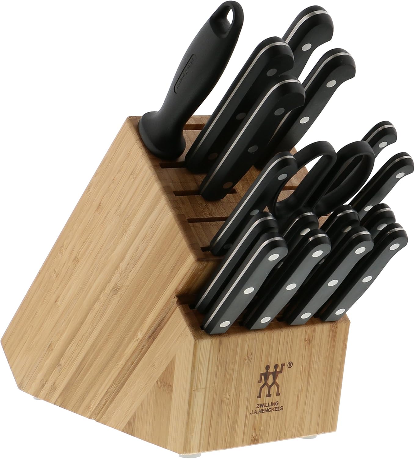 ZWILLING Twin Gourmet Classic 18-pc Knife Block Set, German Stainless Steel, 3 Rivet Handle, No-Stain, Includes Shears Honing Steel, Made in Spain