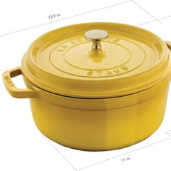 Staub Cast Iron Round Cocotte, Dutch Oven, 7-quart, serves 7-8, Citron