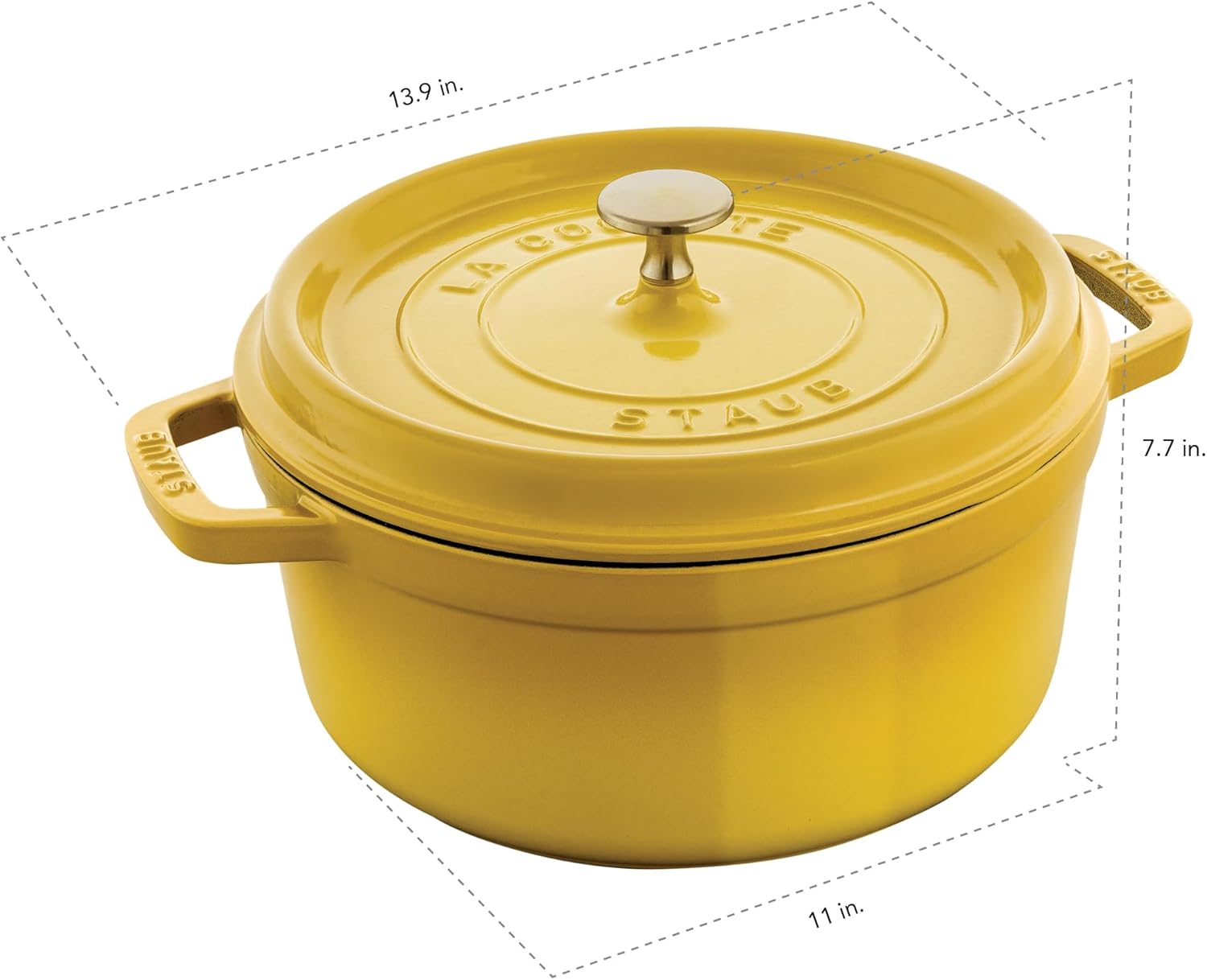 Staub Cast Iron Round Cocotte, Dutch Oven, 7-quart, serves 7-8, Citron