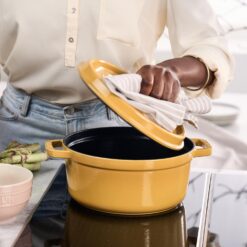 Staub Cast Iron Round Cocotte, Dutch Oven, 7-quart, serves 7-8, Citron