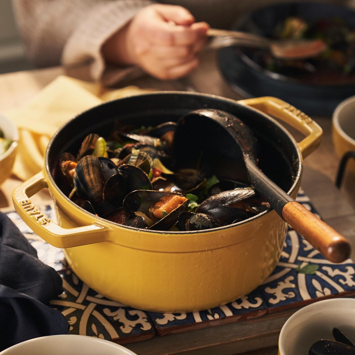 Staub Cast Iron Round Cocotte, Dutch Oven, 7-quart, serves 7-8, Citron
