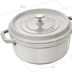 Staub Cast Iron 7-qt Round Cocotte - White Truffle