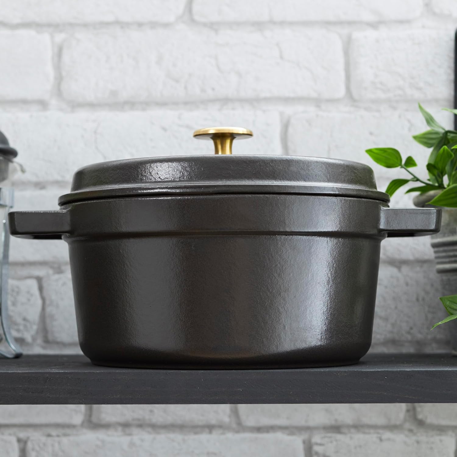 STAUB Cast Iron Dutch Oven 4-qt Round Cocotte, Serves 3-4, Matte Black