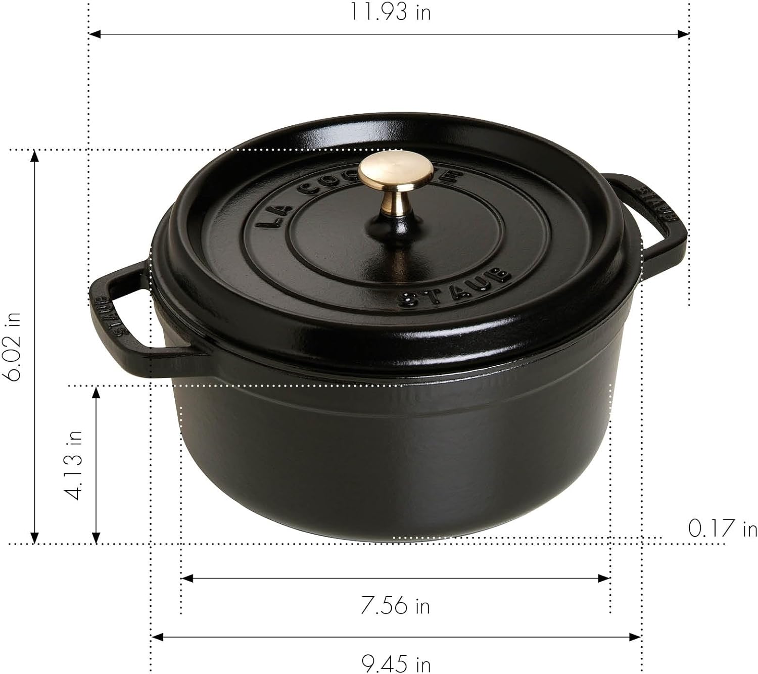 STAUB Cast Iron Dutch Oven 4-qt Round Cocotte, Serves 3-4, Matte Black