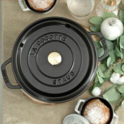 STAUB Cast Iron Dutch Oven 4-qt Round Cocotte, Serves 3-4, Matte Black