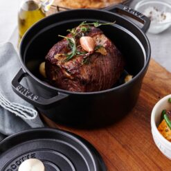 STAUB Cast Iron Dutch Oven 4-qt Round Cocotte, Serves 3-4, Matte Black