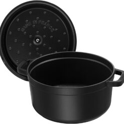 STAUB Cast Iron Dutch Oven 4-qt Round Cocotte, Serves 3-4, Matte Black