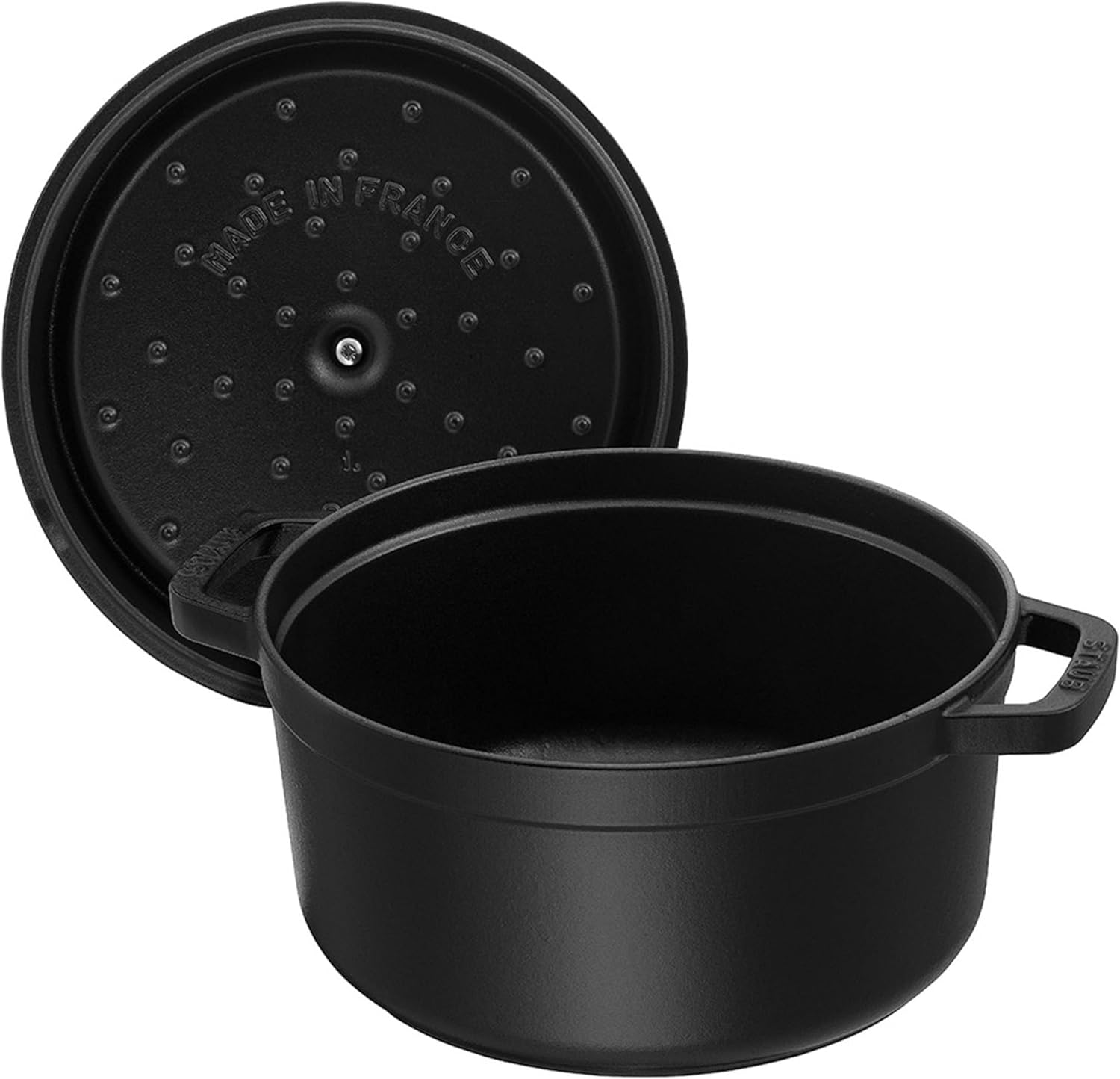 STAUB Cast Iron Dutch Oven 4-qt Round Cocotte, Serves 3-4, Matte Black