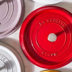 STAUB Cast Iron Dutch Oven 4-qt Round Cocotte, Serves 3-4, Cherry