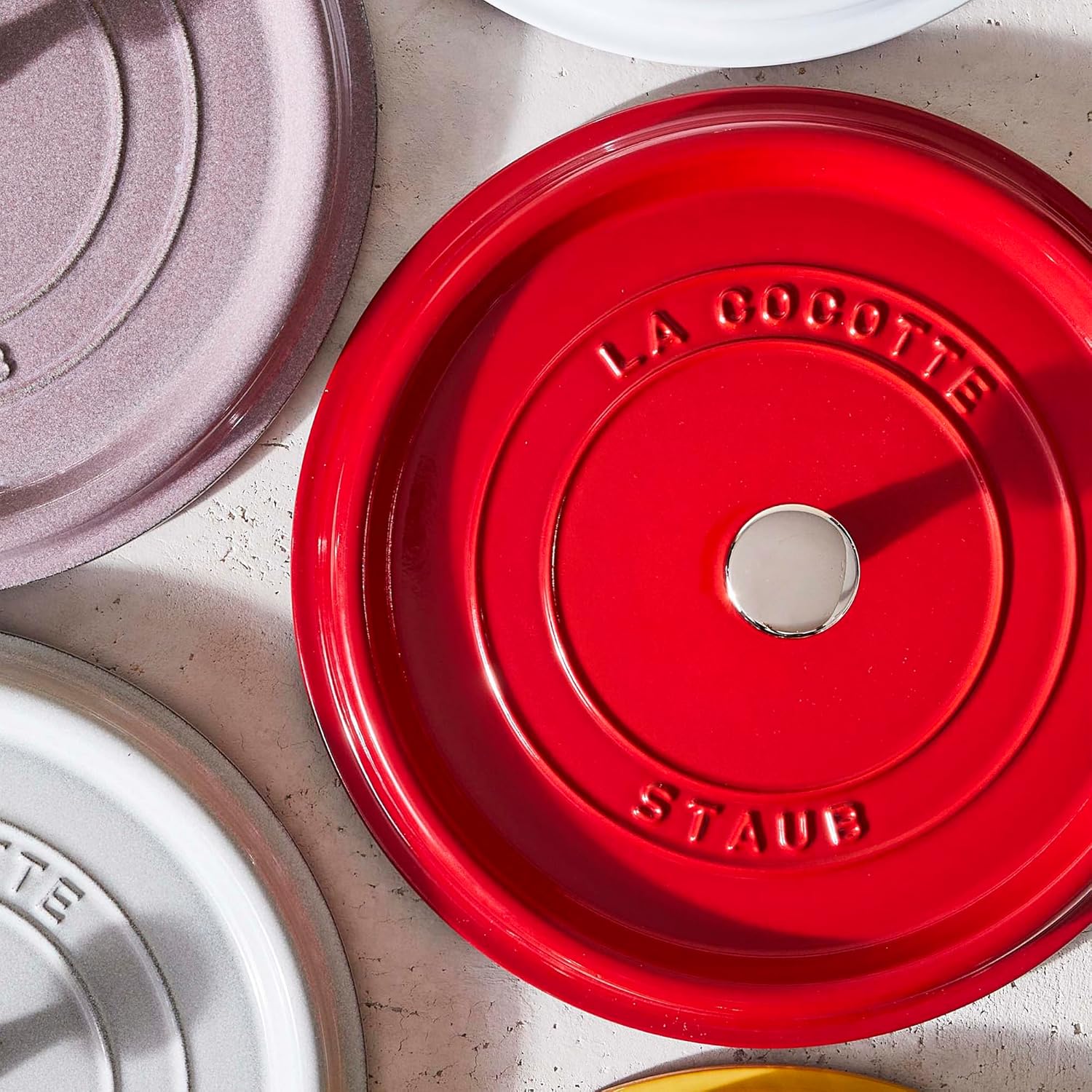 STAUB Cast Iron Dutch Oven 4-qt Round Cocotte, Serves 3-4, Cherry