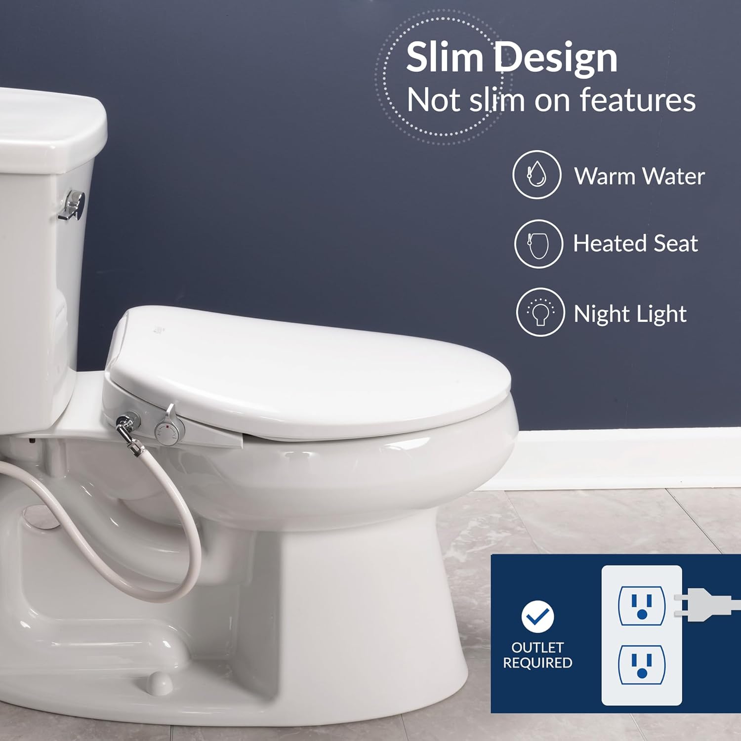 Bio Bidet BB500 Heated Electric Bidet Seat with Warm Water Wash, Night Light, Low Profile Design, Elongated