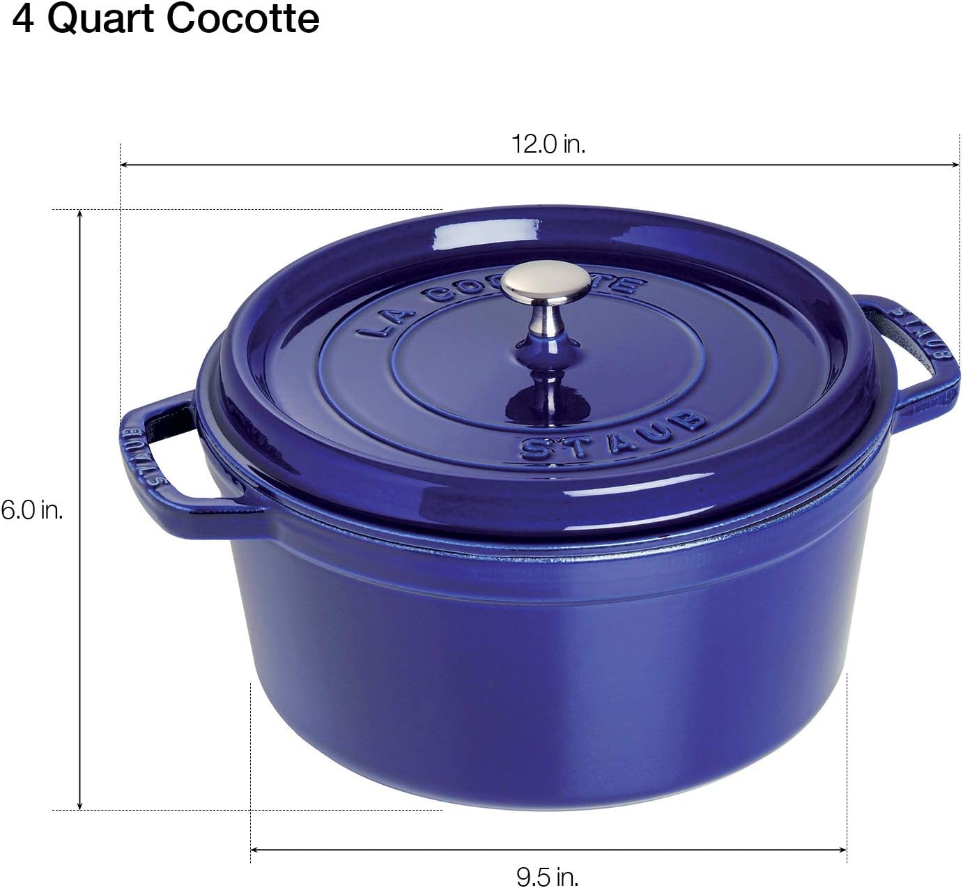 Staub Cast Iron 4-qt Round Cocotte - Dark Blue