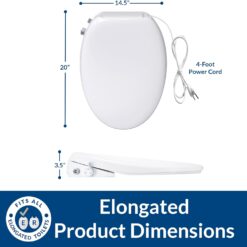 Bio Bidet BB550 Heated Bidet Seat with Warm Water Wash & Air Dryer, Night Light, Low Profile Design, Elongated