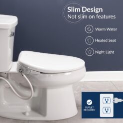 Bio Bidet BB550 Heated Bidet Seat with Warm Water Wash & Air Dryer, Night Light, Low Profile Design, Elongated