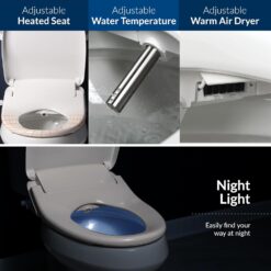 Bio Bidet BB1200 Elongated Smart Bidet, Warm Water Wash, Heated Seat & Dryer, App & Remote Control