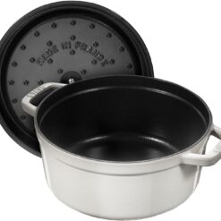 Staub Cast Iron 4-qt Round Cocotte - White Truffle