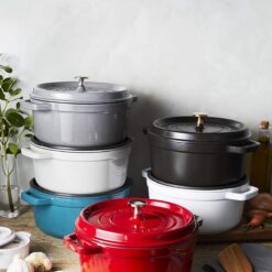 Staub Cast Iron 4-qt Round Cocotte - White Truffle