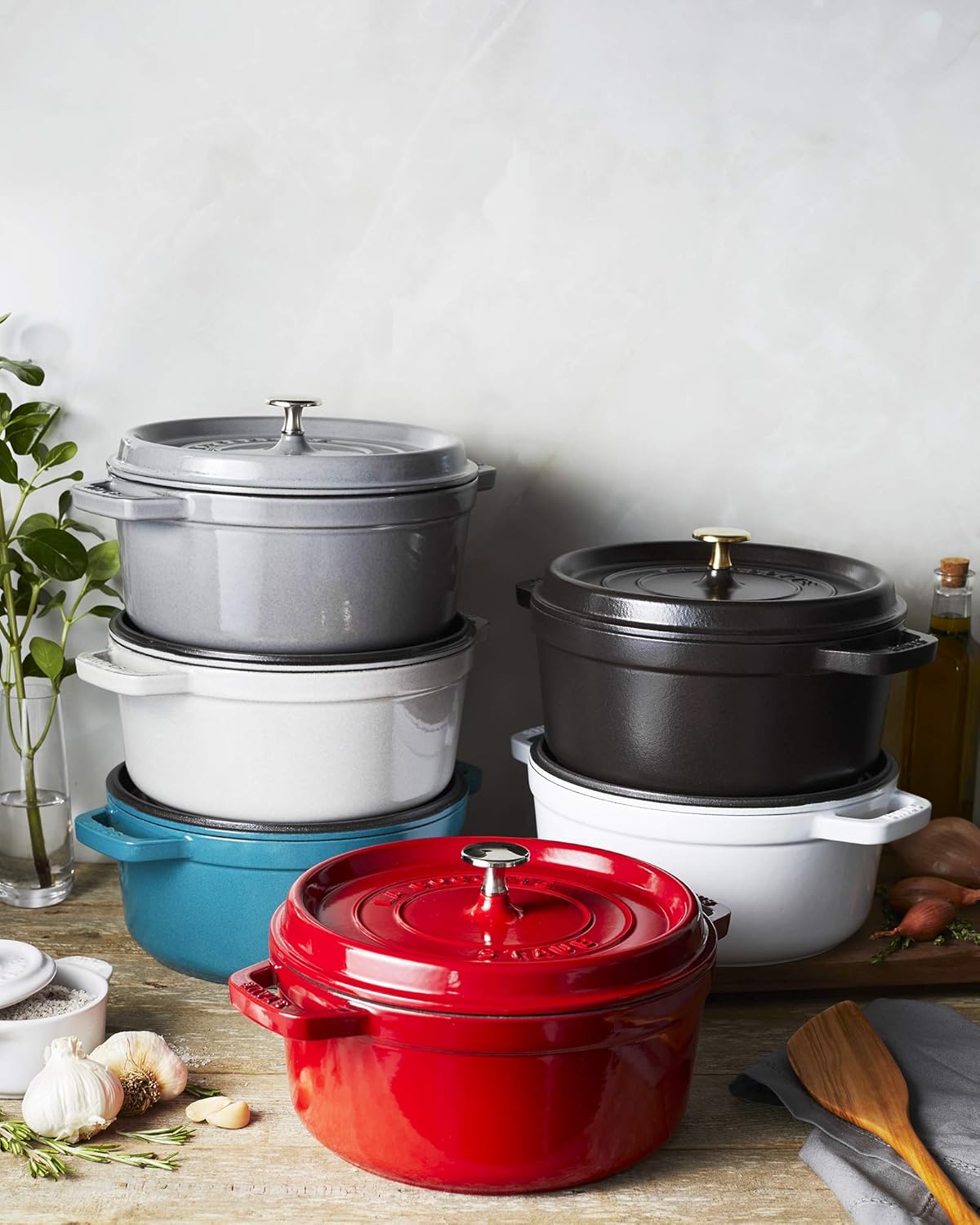 Staub Cast Iron 4-qt Round Cocotte - White Truffle