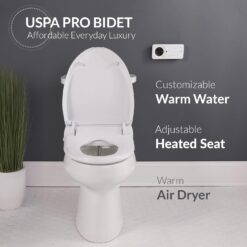 Bio Bidet USPA PRO Modern Bidet Seat, Warm Water, Heated Seat & Dryer, Remote Control, Elongated
