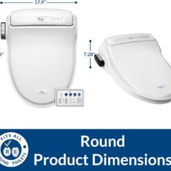 Bio Bidet BB1000 Warm Water Bidet Seat, Air Dryer, Heated Seat with Slow Close Lid, Remote Control, Round