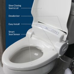 Bio Bidet BB1000 Warm Water Bidet Seat, Air Dryer, Heated Seat with Slow Close Lid, Remote Control, Round