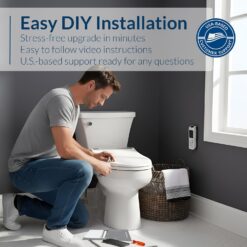 Bio Bidet BB1000 Warm Water Bidet Seat, Air Dryer, Heated Seat with Slow Close Lid, Remote Control, Round