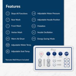 Bio Bidet BB1000 Warm Water Bidet Seat, Air Dryer, Heated Seat with Slow Close Lid, Remote Control, Round