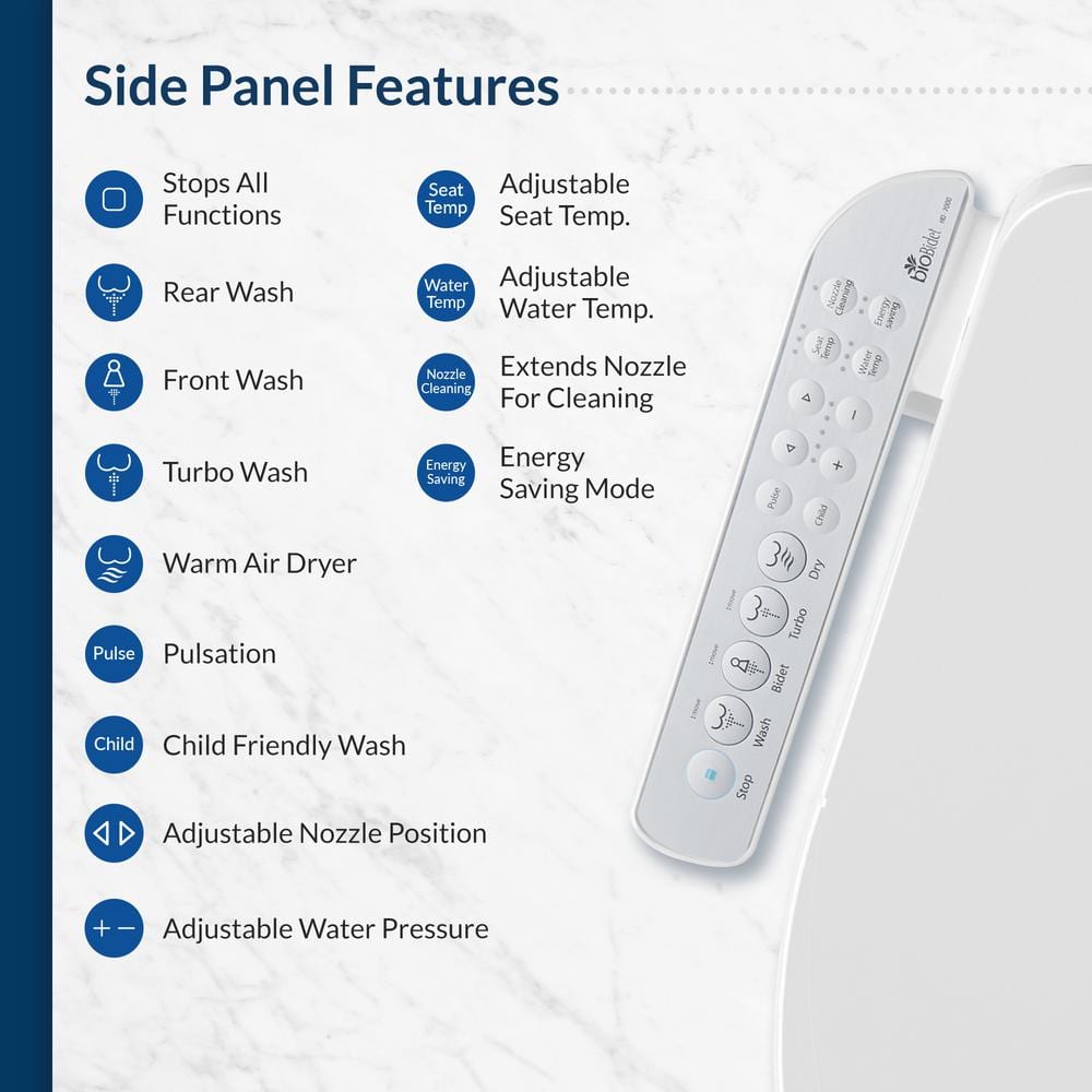 BIO BIDET HD-7000 Electric Bidet Seat for Elongated Toilets in White with Fusion Heating Technology HD-7000