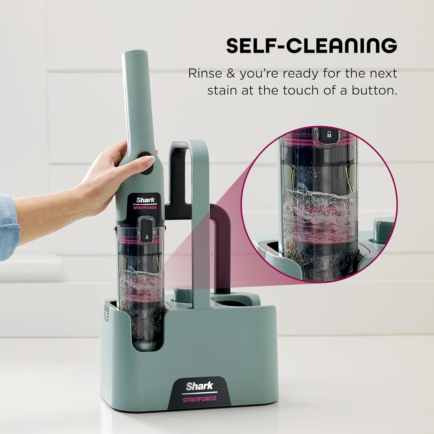 Shark StainForce Cordless Portable Spot, Stain, & Odor Remover System for Carpets, Area Rugs, Upholstery, Stairs, with Storage Caddy, Accessories, and Full-Size Cleaning Solution, HX101 (NEW)