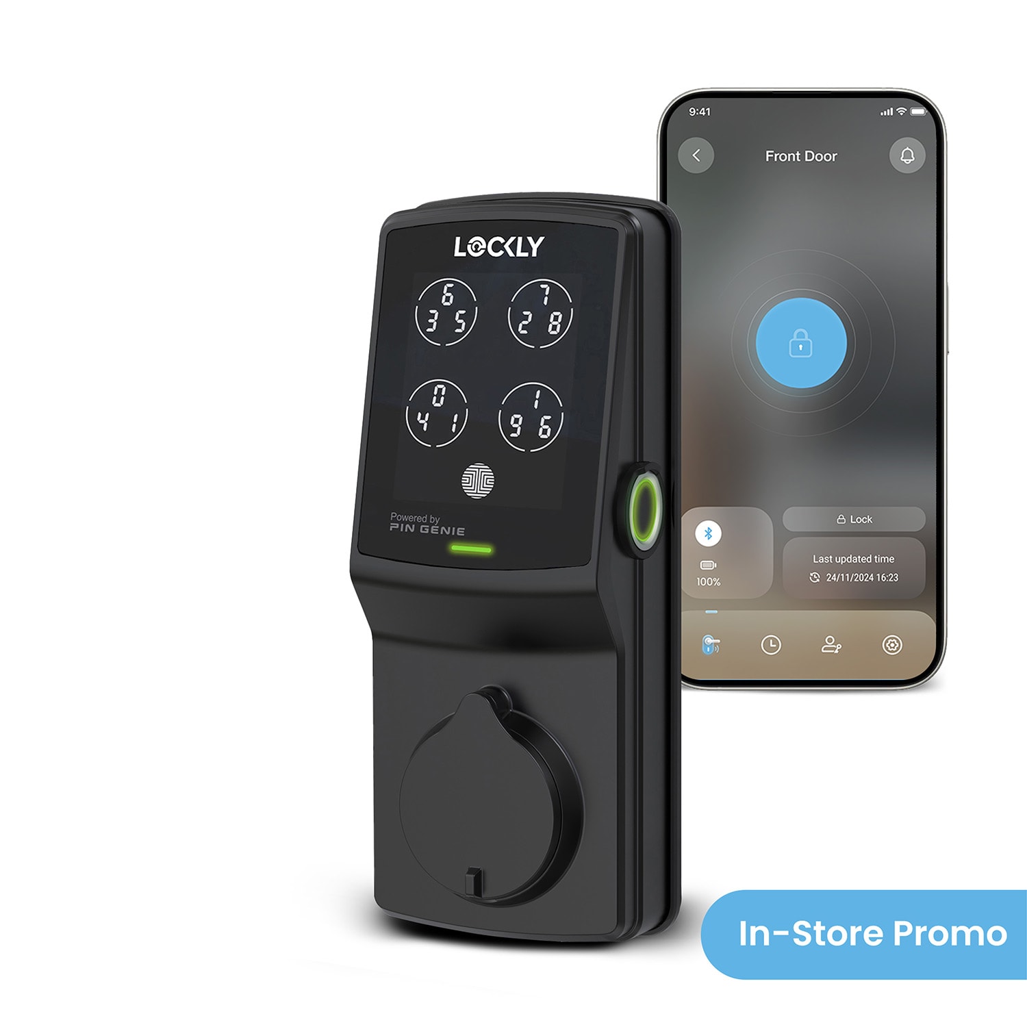 Lockly Secure Plus Deadbolt Bluetooth Smart Locks Matte Black Smart Wi-Fi and Bluetooth Touchscreen Keypad Electronic Deadbolt Lock