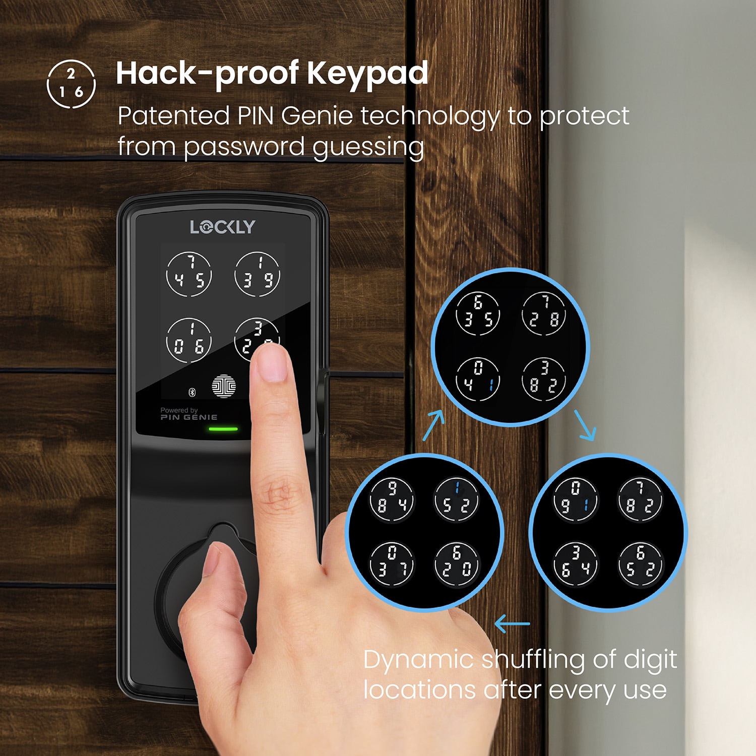 Lockly Secure Plus Deadbolt Bluetooth Smart Locks Matte Black Smart Wi-Fi and Bluetooth Touchscreen Keypad Electronic Deadbolt Lock