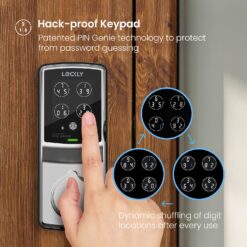 Lockly Secure Plus Deadbolt Bluetooth Smart Locks Satin Nickel Smart Wi-Fi and Bluetooth Touchscreen Keypad Electronic Deadbolt Lock