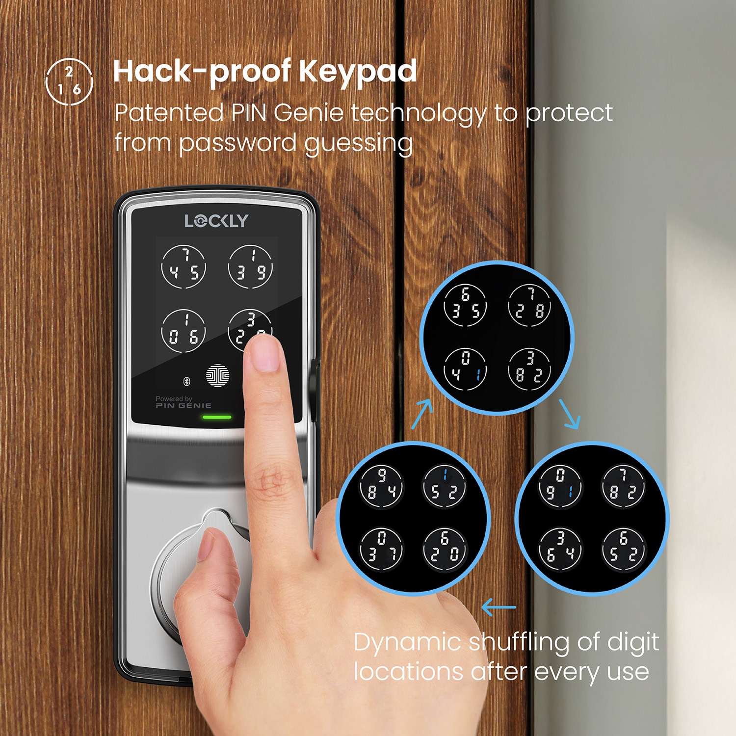 Lockly Secure Plus Deadbolt Bluetooth Smart Locks Satin Nickel Smart Wi-Fi and Bluetooth Touchscreen Keypad Electronic Deadbolt Lock