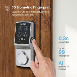 Lockly Secure Plus Deadbolt Bluetooth Smart Locks Satin Nickel Smart Wi-Fi and Bluetooth Touchscreen Keypad Electronic Deadbolt Lock